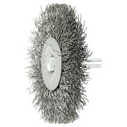 Weiler® 17967 Radial Wheel, 3 in Brush Dia, 1/2 in Face Width, 0.02 in Filament/Wire Diameter, Crimped Wire