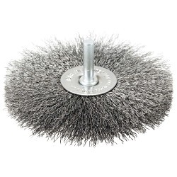 Weiler® 17968 Radial Wheel, 4 in Brush Dia, 9/16 in Face Width, 0.008 in Filament/Wire Diameter, Crimped Wire