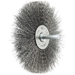 Weiler® 17968 Radial Wheel, 4 in Brush Dia, 9/16 in Face Width, 0.008 in Filament/Wire Diameter, Crimped Wire