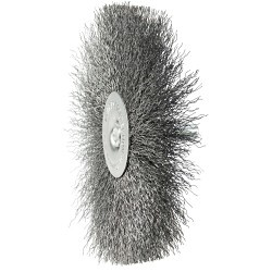 Weiler® 17968 Radial Wheel, 4 in Brush Dia, 9/16 in Face Width, 0.008 in Filament/Wire Diameter, Crimped Wire