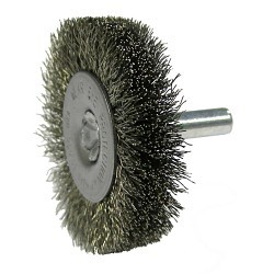 Weiler® 17974 Radial Wheel, 2 in Brush Dia, 3/8 in Face Width, 0.008 in Filament/Wire Diameter, Crimped Wire