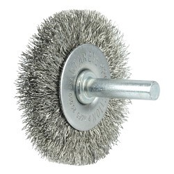 Weiler® 17974 Radial Wheel, 2 in Brush Dia, 3/8 in Face Width, 0.008 in Filament/Wire Diameter, Crimped Wire