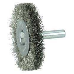 Weiler® 17974 Radial Wheel, 2 in Brush Dia, 3/8 in Face Width, 0.008 in Filament/Wire Diameter, Crimped Wire