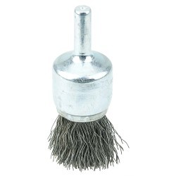 Weiler® 36247 End Brush, 3/4 in Brush Dia, Crimped Wire, 0.0104 in Filament/Wire Diameter, Steel Fill, 7/8 in Trim Length