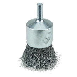 Weiler® 36284 End Brush, 1 in Brush Dia, Crimped Wire, 0.006 in Filament/Wire Diameter, Steel Fill, 7/8 in Trim Length