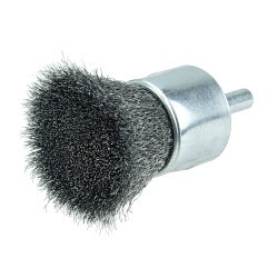 Weiler® 36284 End Brush, 1 in Brush Dia, Crimped Wire, 0.006 in Filament/Wire Diameter, Steel Fill, 7/8 in Trim Length