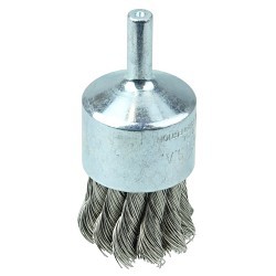 Weiler® 36289 End Brush, 1 in Brush Dia, Knot Wire, 0.014 in Filament/Wire Diameter, Steel Fill, 7/8 in Trim Length