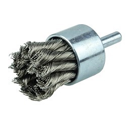Weiler® 36289 End Brush, 1 in Brush Dia, Knot Wire, 0.014 in Filament/Wire Diameter, Steel Fill, 7/8 in Trim Length