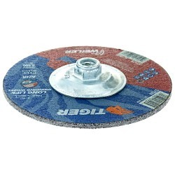 Weiler® Tiger® 57124 Grinding Wheel, 7 in Wheel Dia, 1/4 in Wheel Thickness, 24 Grit, Aluminum Oxide Abrasive