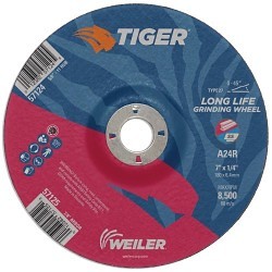 Weiler® Weiler® 57125 Surface Grinding Wheel, 7 in Wheel Dia, 1/4 in Wheel Thickness, 7/8 in Center Hole, 24 Grit, R Grade, Aluminum Oxide Abrasive