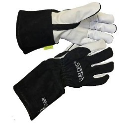 Weldas® 10-2020 2XL Welding Gloves, 2X-Large, #11, Cowhide Leather, Pearl/Black, Cotton, 4 in Length