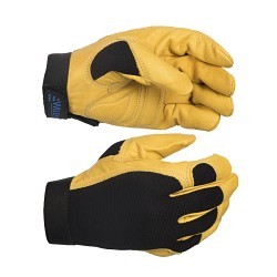 Weldas® 10-2680L Welding Gloves, Large, #9, Top Grain Cowhide, Black, Spandex