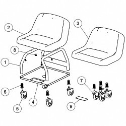 Whiteside HRSW Mechanic Seat, 480 lb, 16 in Length, 18-1/2 in Width, 24 in Height