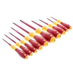 Wiha® Wiha® 32093 Screwdriver Set, 10 Piece, No ESD-Safe, Yes Insulated, No Magnetized Tip, #1, #2, #3, 1/4 in, 1/8 in, 3/16 in, 3/32 in, 9/64 in, Phillips #0, Slotted 5/64 in Screwdriver Types Included, Steel, Black Oxide