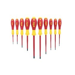 Wiha® Wiha® 32093 Screwdriver Set, 10 Piece, No ESD-Safe, Yes Insulated, No Magnetized Tip, #1, #2, #3, 1/4 in, 1/8 in, 3/16 in, 3/32 in, 9/64 in, Phillips #0, Slotted 5/64 in Screwdriver Types Included, Steel, Black Oxide