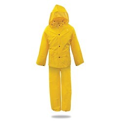 Boss® 3PR0300YL 3-Piece Premium Grade Rainsuit, L, Yellow, Polyester/PVC, Detachable Hood