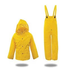 Boss® 3PR0300YL 3-Piece Premium Grade Rainsuit, L, Yellow, Polyester/PVC, Detachable Hood