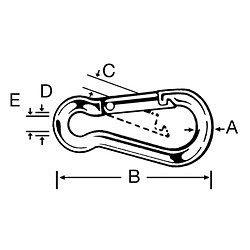 Campbell® T7645006 Spring Snap Link, 80 lb Load, 1/4 in Snap, 0.32 in Eye, 1.93 in OAL, Steel