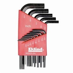 Eklind® 10113 Hex-L® Short Key Set, 13 Pieces, 0.05 to 0.375 in Hex, L-Handle Handle, ANSI B18.3, Alloy Steel, Black Oxide