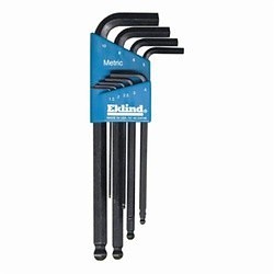 Eklind® 13609 Hex Key Set, Metric, 9 Piece, 1.5 to 10 mm Hex, Torx Drive, L-Handle Handle, ANSI B18.3 Specifications Met, Alloy Steel, Black Oxide