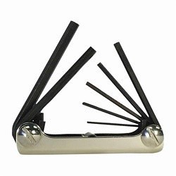 Eklind® 21171 Classic Short Key Set, 7 Pieces, 1.5 to 6 mm Hex, Torx® Drive, Fold-Up Handle Handle, ANSI B18.3, Black Oxide