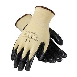 G-Tek® KEV™ 09-K1450/XL Cut Resistant Gloves, Medium Weight Unisex, X-Large, #10, Nitrile Coating, Kevlar®/Lycra® Fiber, Black/Yellow, Seamless/Smooth Grip Style, Kevlar® Lining, Elastic/Knit Wrist Cuff, 9.8 in Length, ANSI Cut-Resistance Level: A2