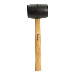 GreatNeck® RM16 Double Face Mallet, 9 in OAL, Non-Marring Face, 16 oz Rubber Head, Hickory Handle