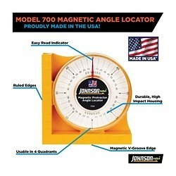 Johnson 700 Magnetic Protractor Angle Locator, High Impact Plastic