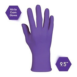 Kimberly-Clark 55081 Disposable Gloves, Small, #7, Nitrile™ Polymer, Purple, Textured, Beaded Cuff, Powder Free, 9-1/2 in Length, 6 mil Thickness