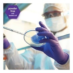 Kimberly-Clark 55081 Disposable Gloves, Small, #7, Nitrile™ Polymer, Purple, Textured, Beaded Cuff, Powder Free, 9-1/2 in Length, 6 mil Thickness