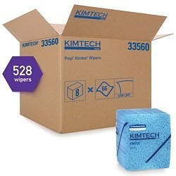 Kimtech* 33560 Folded Cleaning Wiper, 12 x 12-1/2 in, 66 Sheets Capacity, Meltblown, Blue, 1 Ply