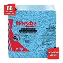 Kimtech* 33560 Folded Cleaning Wiper, 12 x 12-1/2 in, 66 Sheets Capacity, Meltblown, Blue, 1 Ply