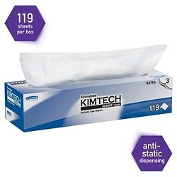 Kimtech* Kimwipes* 34743 Delicate Task Wiper, 11.8 in W, 119 Sheets Capacity, Tissue, White