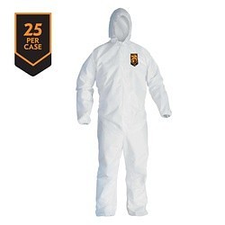 KleenGuard™ 44324 A40 Liquid Particle Protection Disposable Coverall, XL, White, Microporous Film Laminate, 26-1/2 in Chest, 38-1/2 in L Inseam