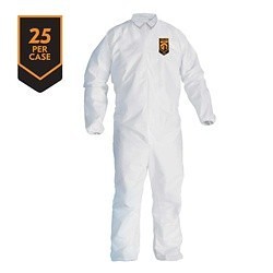 KleenGuard™ 46103 A30 Breathable Disposable Coverall, L, White, SMS Fabric, 28-1/4 in Chest, 40 in L Inseam