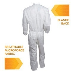 KleenGuard™ 46103 A30 Breathable Disposable Coverall, L, White, SMS Fabric, 28-1/4 in Chest, 40 in L Inseam