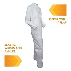 KleenGuard™ 46104 A30 Breathable Disposable Coverall, XL, White, SMS Fabric, 29-3/4 in Chest, 41 in L Inseam