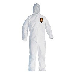 KleenGuard™ 46113 A30 Breathable Disposable Coverall, L, White, SMS Fabric, 28-1/4 in Chest, 40 in L Inseam