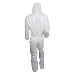 KleenGuard™ 46113 A30 Breathable Disposable Coverall, L, White, SMS Fabric, 28-1/4 in Chest, 40 in L Inseam