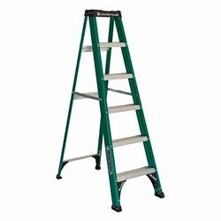 Louisville® FS4006 FS4000 Type II Non-Conductive Weather Resistant Step Ladder, 6 ft H Ladder, 225 lb Load, 5 Steps, Fiberglass, A14.5