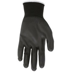 MCR Safety 9669XXL Work Gloves, 2X-Large, #11, Polyurethane Palm, 13 ga Nylon, Black, Knit Wrist Cuff, Polyurethane