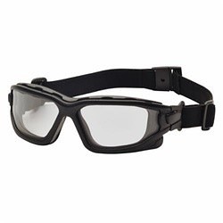 Pyramex® I-Force® SB7010SDT Safety Glasses, Anti-Fog, Anti-Scratch Lens Coating, Clear Lens, Acetate Inner, Polycarbonate Outer Lens, 99 % UV Protection, Polyester Elastic Strap, Black Frame